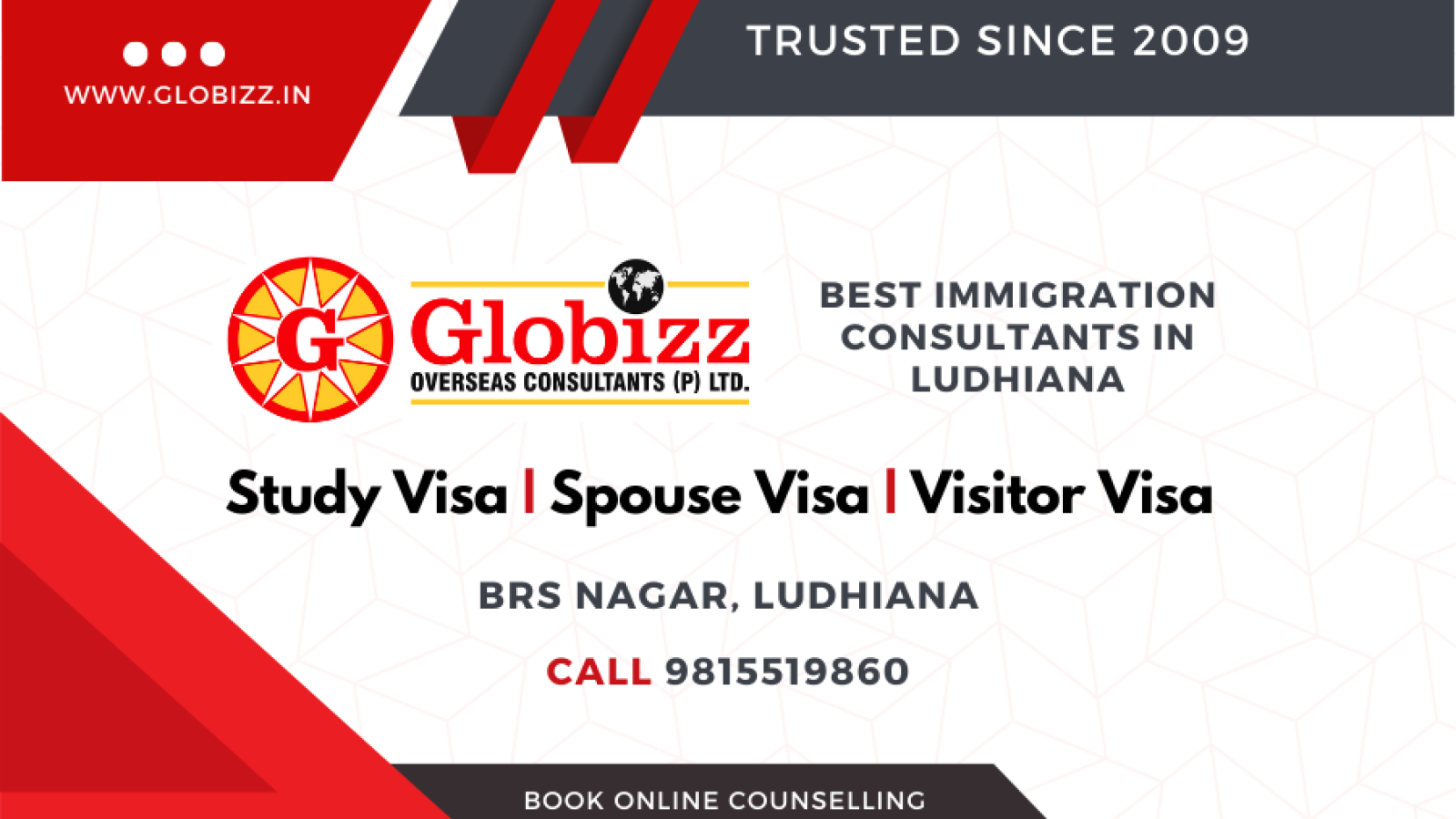 Globizz Overseas as best immigration consultants in Ludhiana for Study visa spouse Visa and Visitor Visa for Canada, UK, USA, Australia and New Zealand